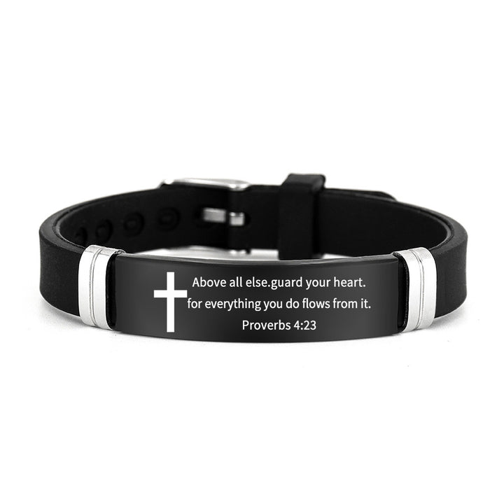 Cross & Scripture Silicone Bracelet Set (Inspirational Faith Wristband)
