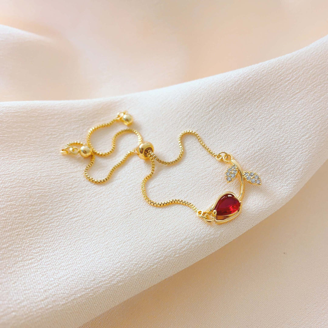 Tulip Gemstone Adjustable Bracelet Set (Light Luxury Niche Fresh Wrist Jewelry)