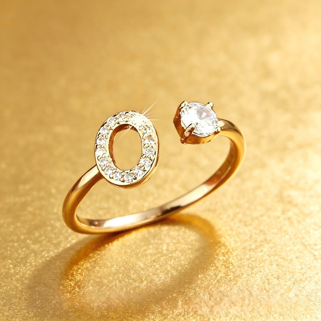 Initial Diamond Open Ring