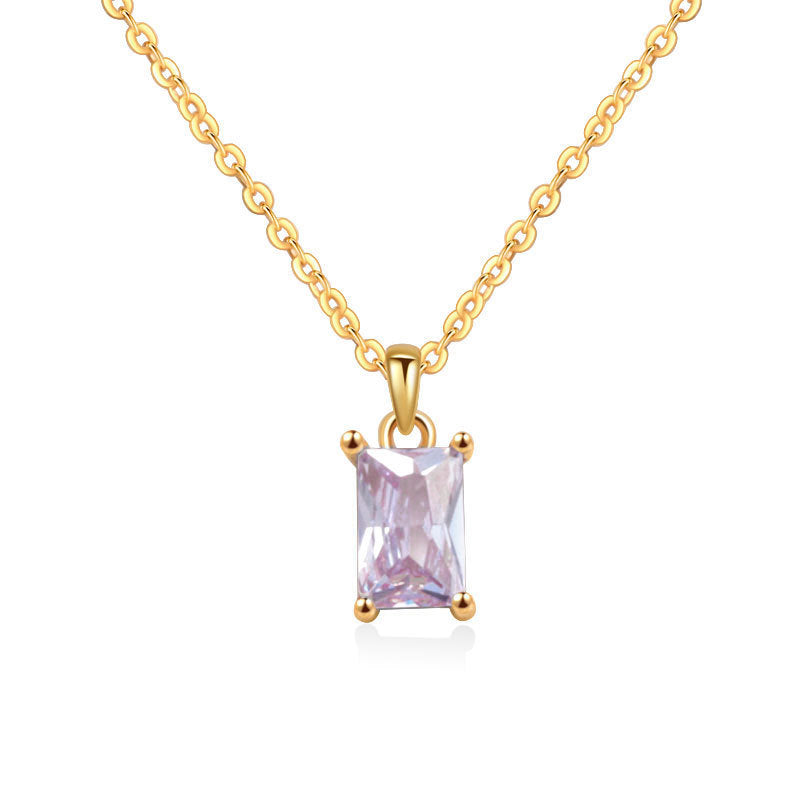 Multicolor Rectangular Diamond Pendant Necklace