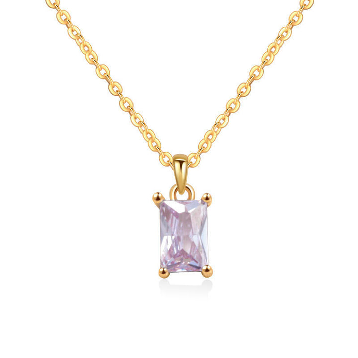 Multicolor Rectangular Diamond Pendant Necklace