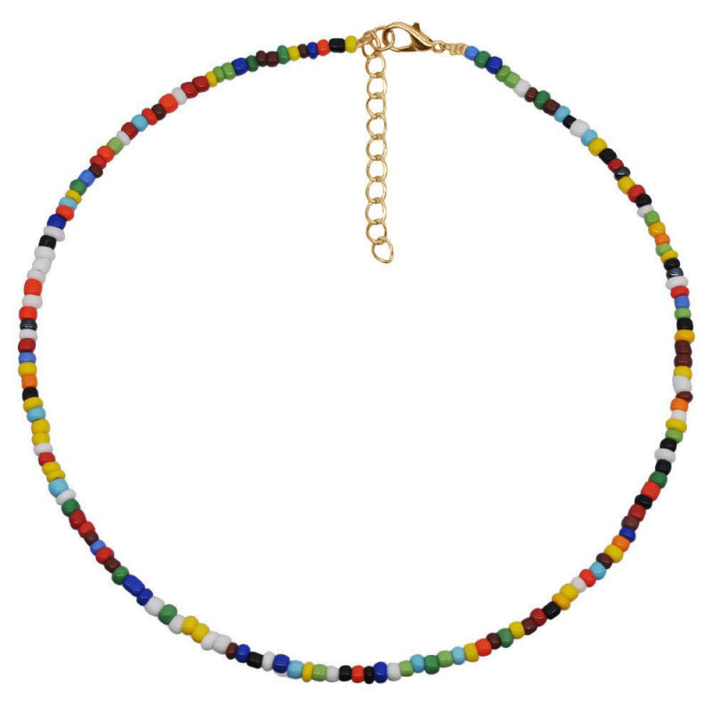 Macaron Frosted Mini Bead Choker, Multi-Color Simple Adjustable Thin Beaded Clavicle Necklace