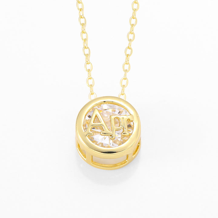 12‑Month Birthstone Round Letter Pendant Necklace, Multi‑Color Options