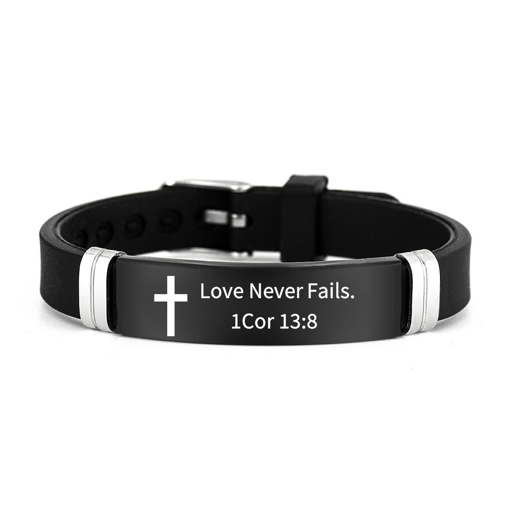 Cross & Scripture Silicone Bracelet Set (Inspirational Faith Wristband)