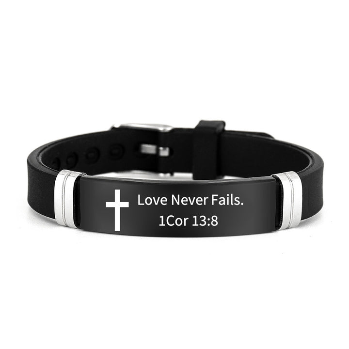 Cross & Scripture Silicone Bracelet Set (Inspirational Faith Wristband)