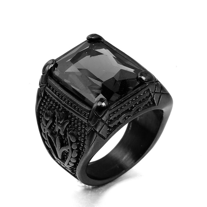 Punk Retro Gem Tulip Titanium Steel Men's Ring (Multi-Color Inlaid Style)