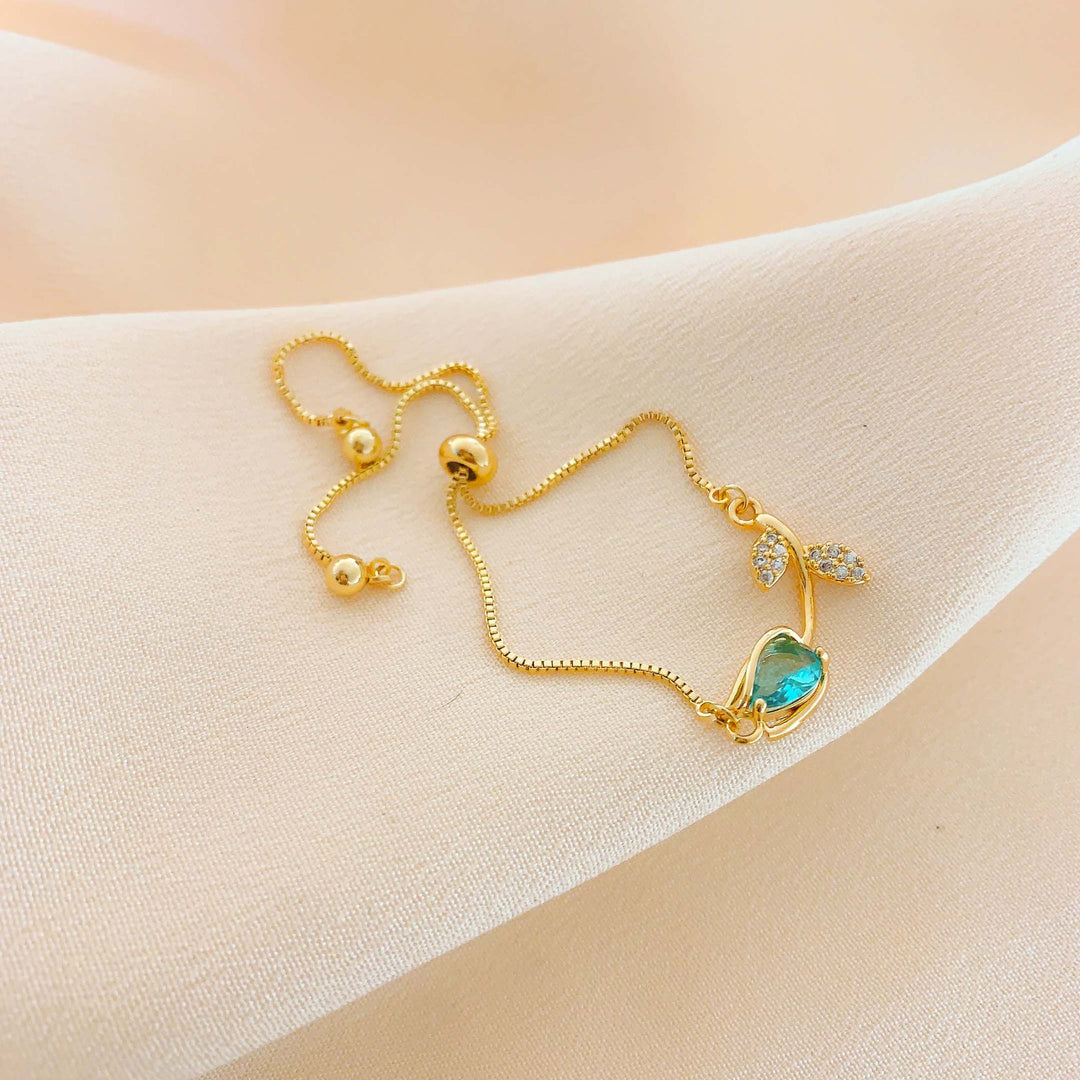 Tulip Gemstone Adjustable Bracelet Set (Light Luxury Niche Fresh Wrist Jewelry)