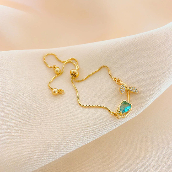 Tulip Gemstone Adjustable Bracelet Set (Light Luxury Niche Fresh Wrist Jewelry)