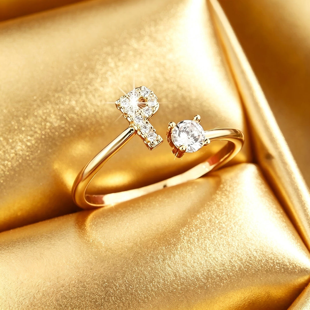 Initial Diamond Open Ring
