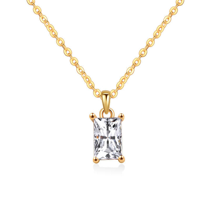 Multicolor Rectangular Diamond Pendant Necklace