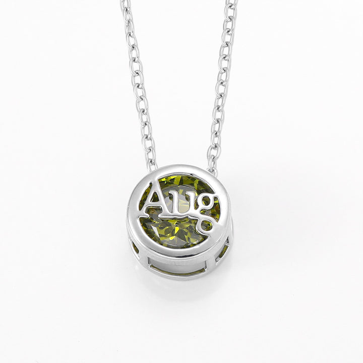 12‑Month Birthstone Round Letter Pendant Necklace, Multi‑Color Options