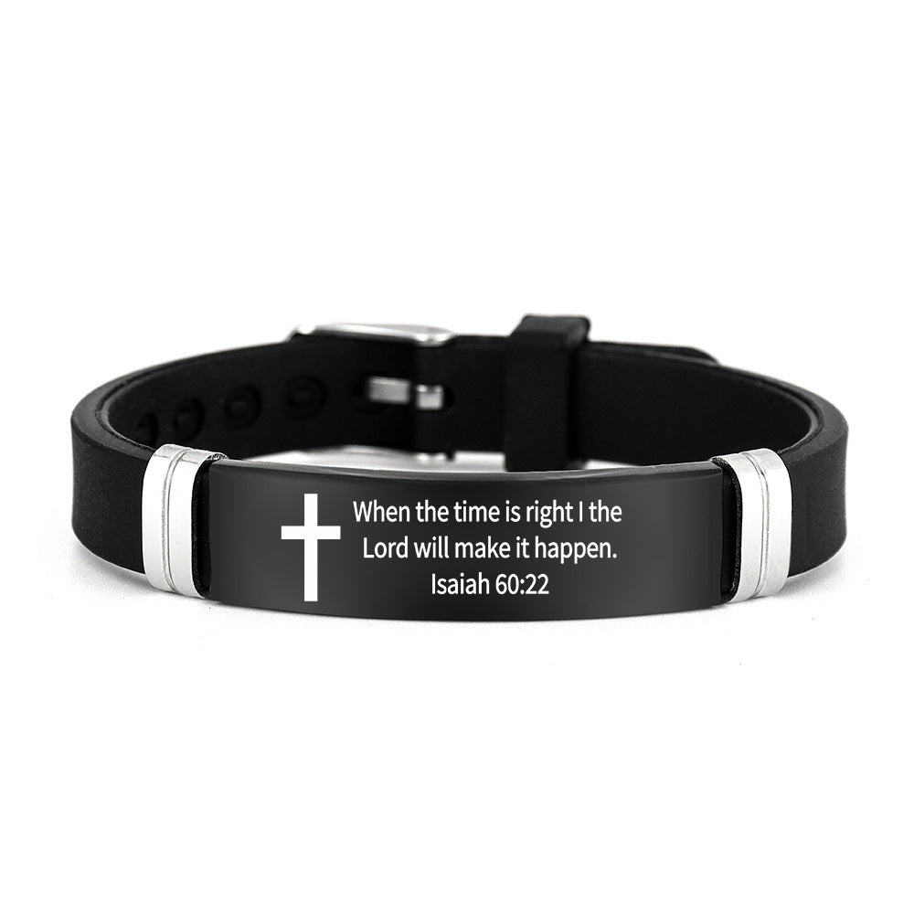 Cross & Scripture Silicone Bracelet Set (Inspirational Faith Wristband)