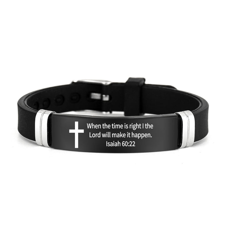 Cross & Scripture Silicone Bracelet Set (Inspirational Faith Wristband)