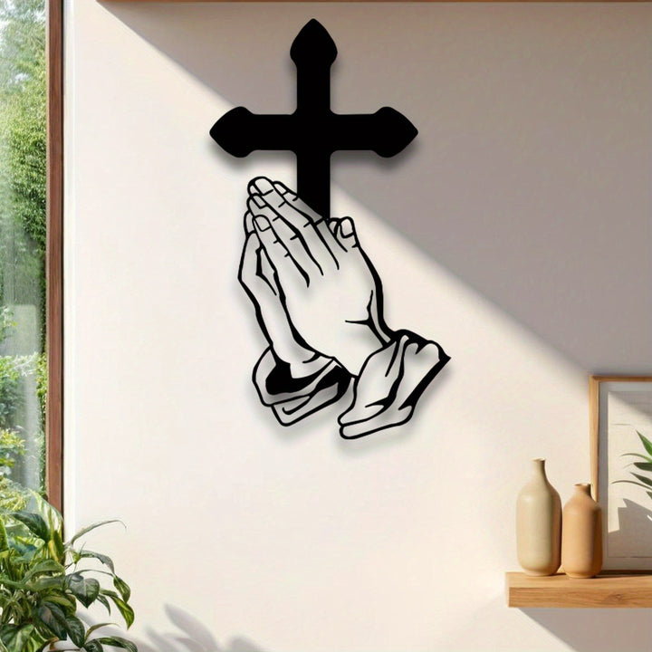 Jesus Crown of Thorns Cross Metal Wall Art (Minimalist Faith Art Style)