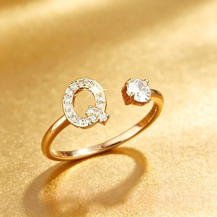 Initial Diamond Open Ring