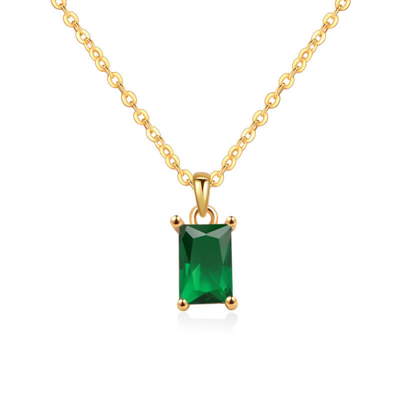 Multicolor Rectangular Diamond Pendant Necklace
