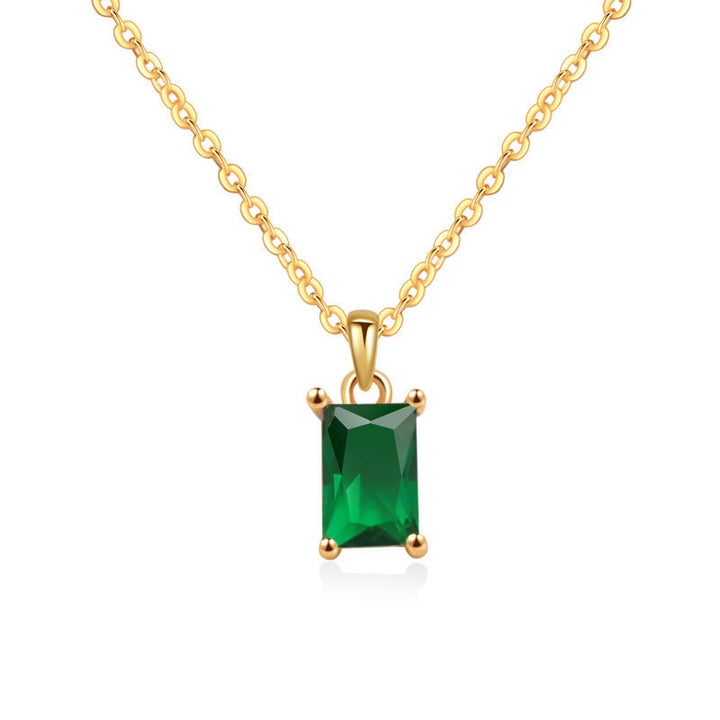 Multicolor Rectangular Diamond Pendant Necklace