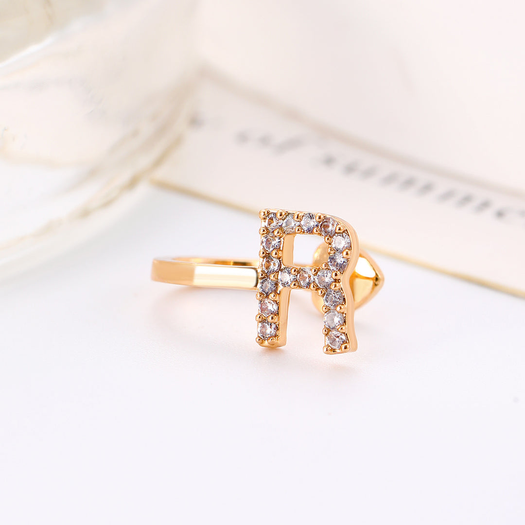 A-Z 26 Letters Paved Diamond Ear Cuffs, Adjustable Diamond Ear Cuffs For Non-Pierced Ears