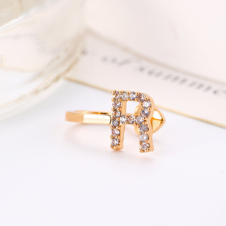 A-Z 26 Letters Paved Diamond Ear Cuffs, Adjustable Diamond Ear Cuffs For Non-Pierced Ears