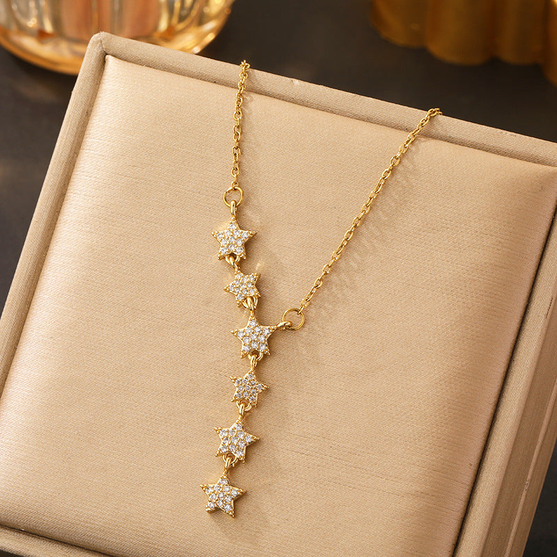 Pavé Starburst Linear Necklace (Light Luxury Niche Clavicle Chain)