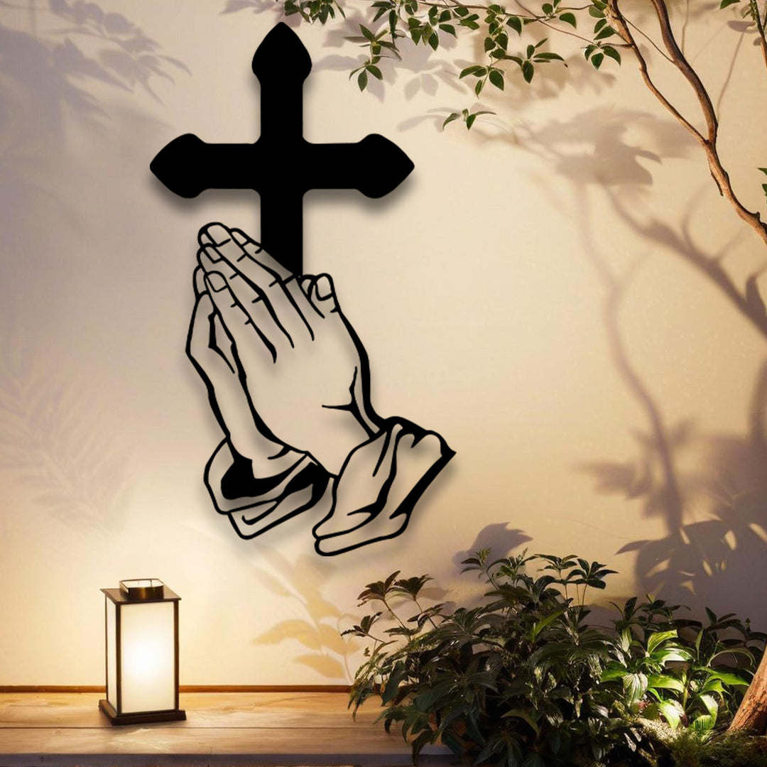 Jesus Crown of Thorns Cross Metal Wall Art (Minimalist Faith Art Style)