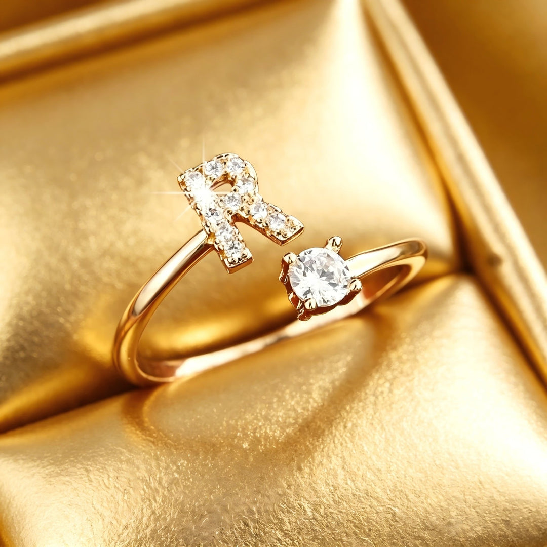 Initial Diamond Open Ring