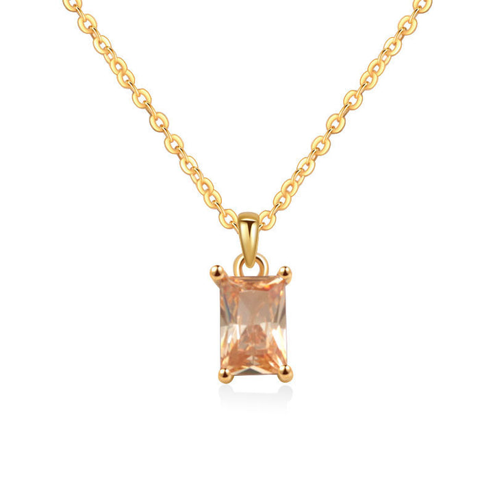 Multicolor Rectangular Diamond Pendant Necklace