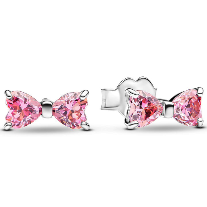 Pave Diamond Bowknot Light Luxury Jewelry Set (Necklace + Bracelet + Earrings + Ring)
