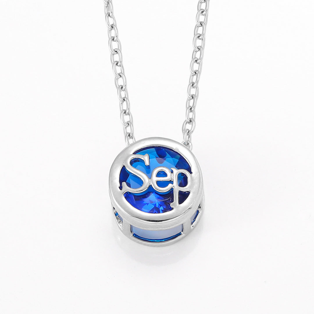 12‑Month Birthstone Round Letter Pendant Necklace, Multi‑Color Options