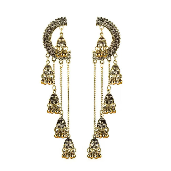 Vintage Ethnic Bell Long Tassel S925 Silver Earrings, Peacock, Crescent & Fan Exotic Drop Earrings, Multiple Styles, Gold & Silver Two Tones