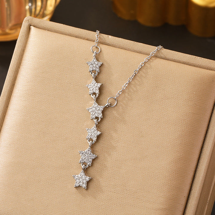 Pavé Starburst Linear Necklace (Light Luxury Niche Clavicle Chain)
