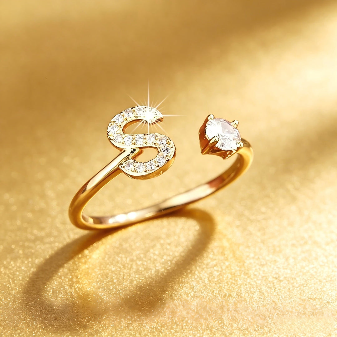 Initial Diamond Open Ring
