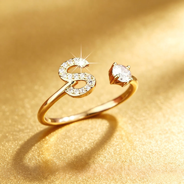 Initial Diamond Open Ring
