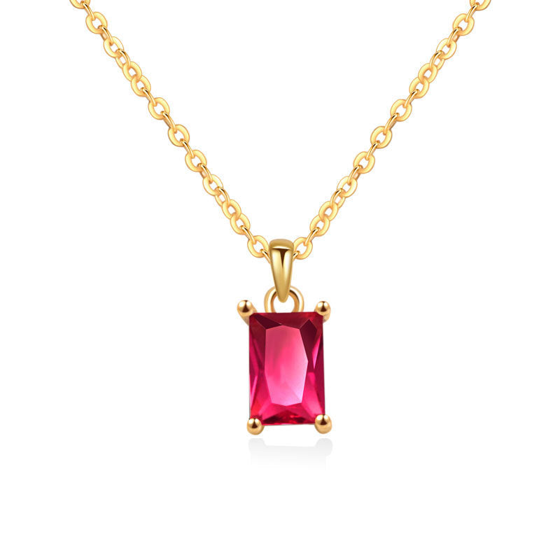 Multicolor Rectangular Diamond Pendant Necklace
