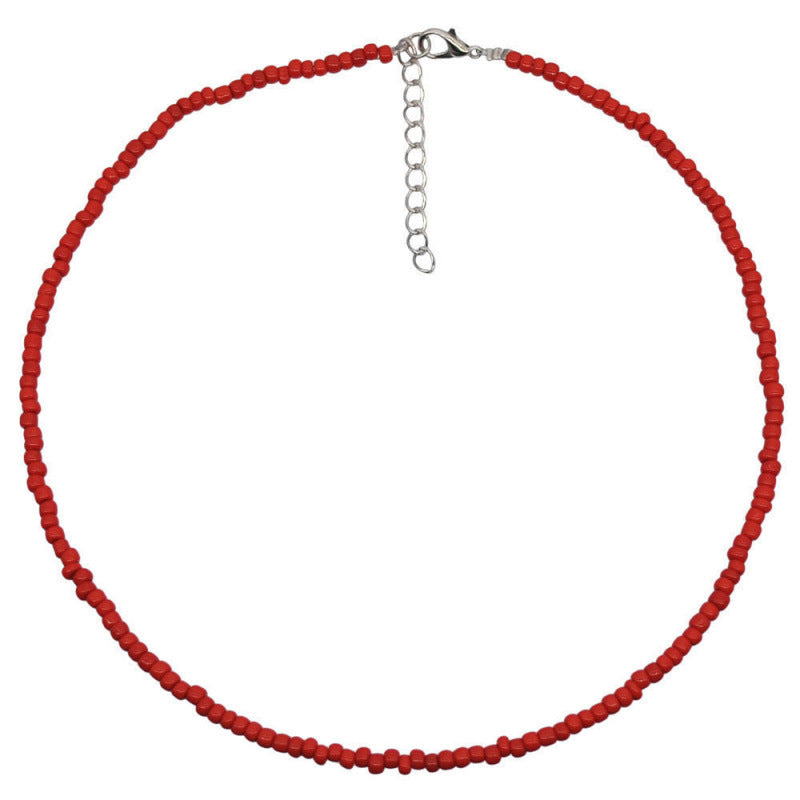 Macaron Frosted Mini Bead Choker, Multi-Color Simple Adjustable Thin Beaded Clavicle Necklace