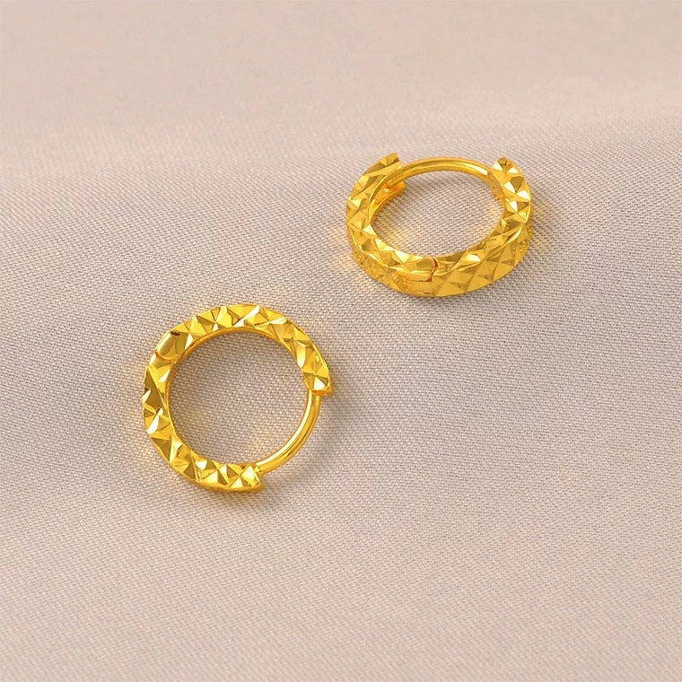 S925 Silver Faceted Huggie Hoop Earrings