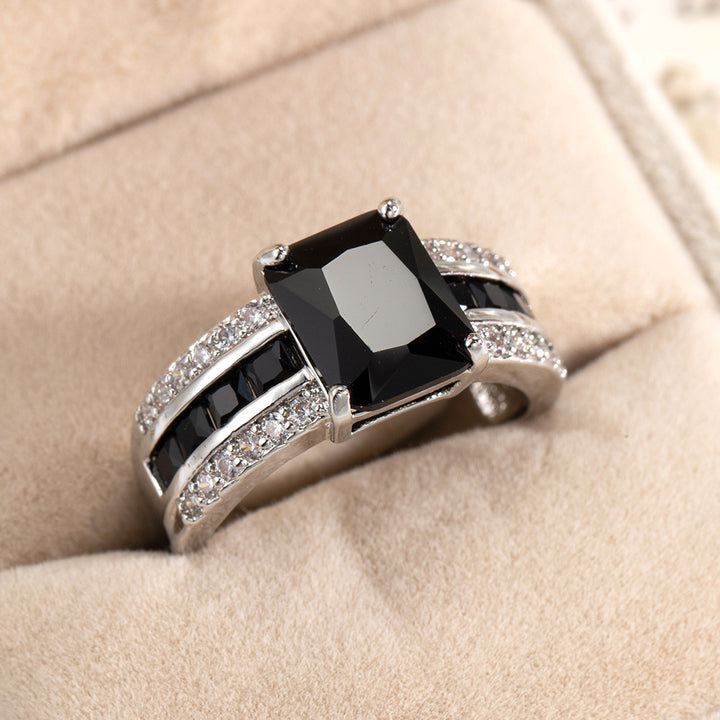 Square Cushion Gemstone Pavé Ring (Luxury Vintage Glam Band)