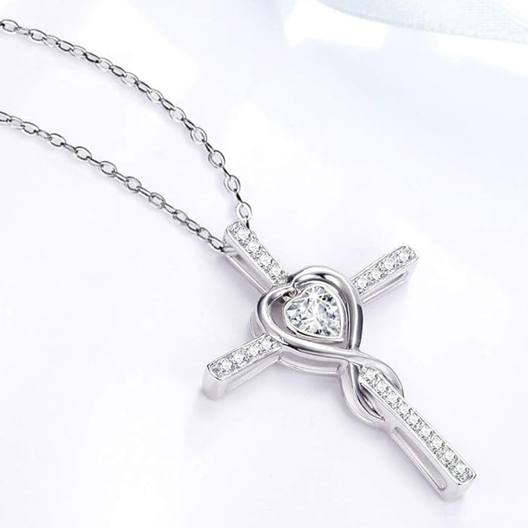 Infinity Heart Diamond Necklace, 3 Gem Color Preserved Rose Gift Box Set