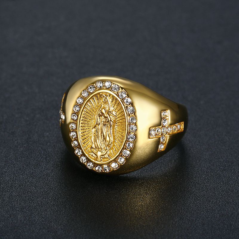 Our Lady of Guadalupe Signet Ring (Vintage Gold & Silver Statement Band)