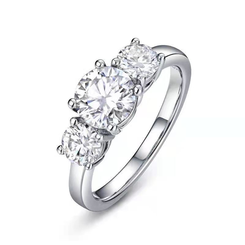 Three-Stone Diamond Statement Ring (Luxury Engagement-Style Gold Band)