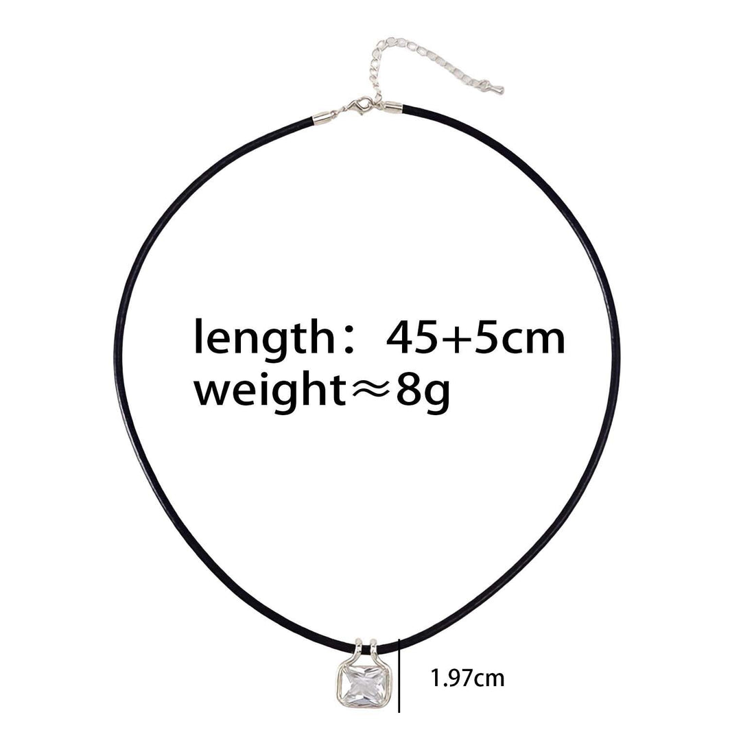 Square Multicolor Diamond Leather Cord Choker Necklace