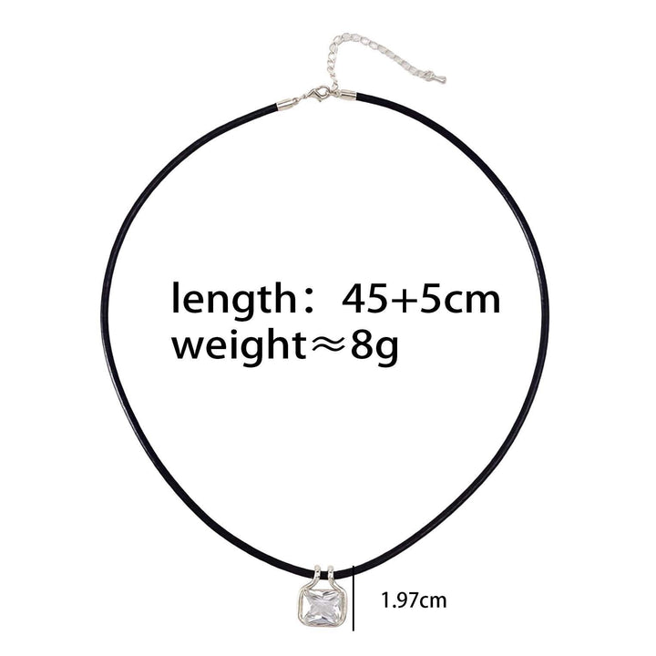 Square Multicolor Diamond Leather Cord Choker Necklace