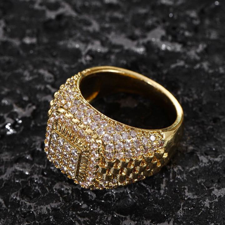 Pavé Watch Band Hip Hop Ring (Luxury Street Edgy Band)