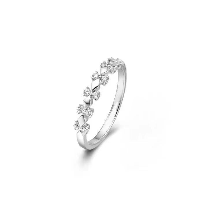 Faceted Surface Diamond‑Inlaid Couple Rings, Adjustable Open Band