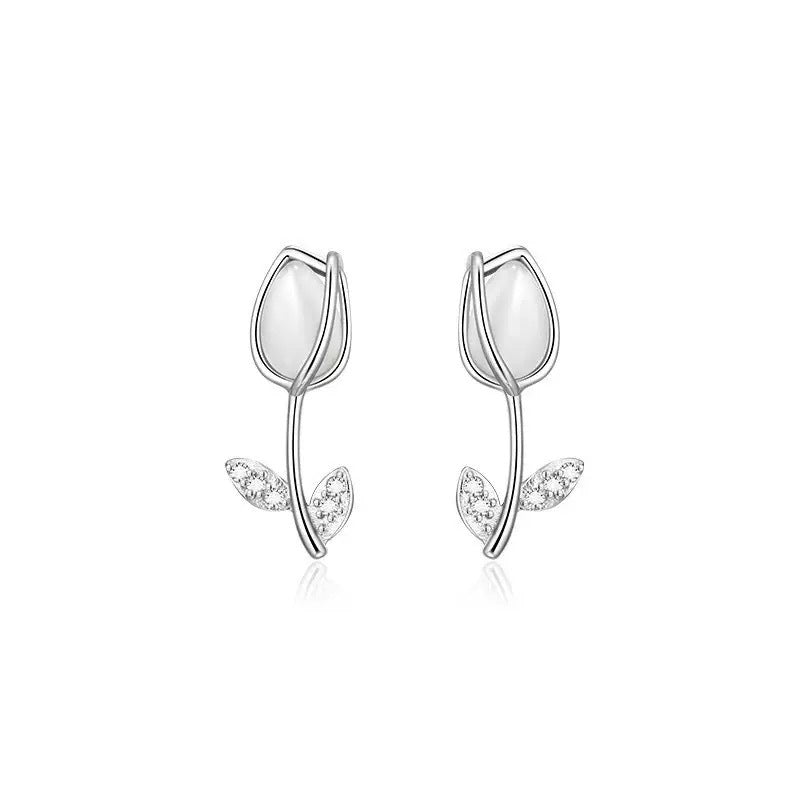 Tulip Cat's Eye Earring Set (Light Luxury Niche Fresh Earrings)