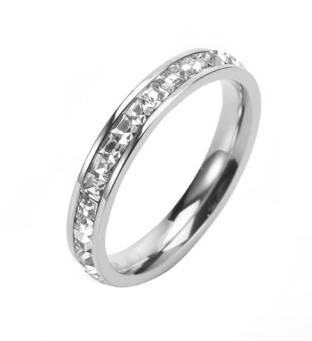 Princess Cut Single/Double Row Pave Band Ring (3 Colors Luxury Statement Ring)