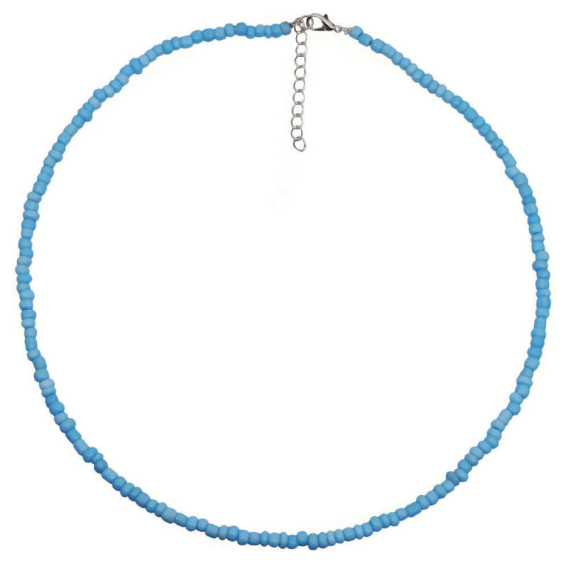 Macaron Frosted Mini Bead Choker, Multi-Color Simple Adjustable Thin Beaded Clavicle Necklace