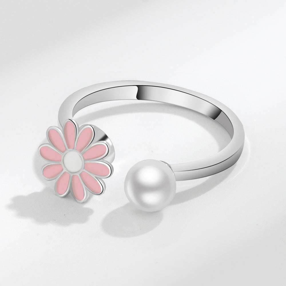 Daisy & Pearl Open Ring Set (Light Luxury Niche Fresh Bands)