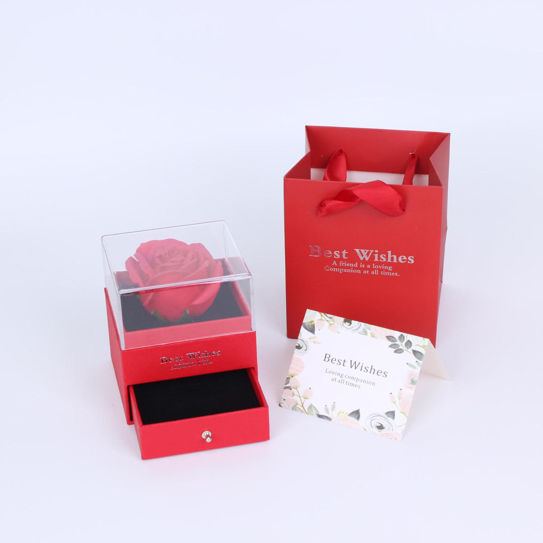 Preserved Rose Drawer Jewelry Gift Box Set, Multiple‑Color Options