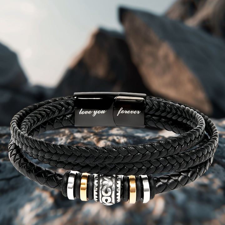 "To My Dad" Braided Leather Men's Bracelet (Father's Day Gift Box Set)
